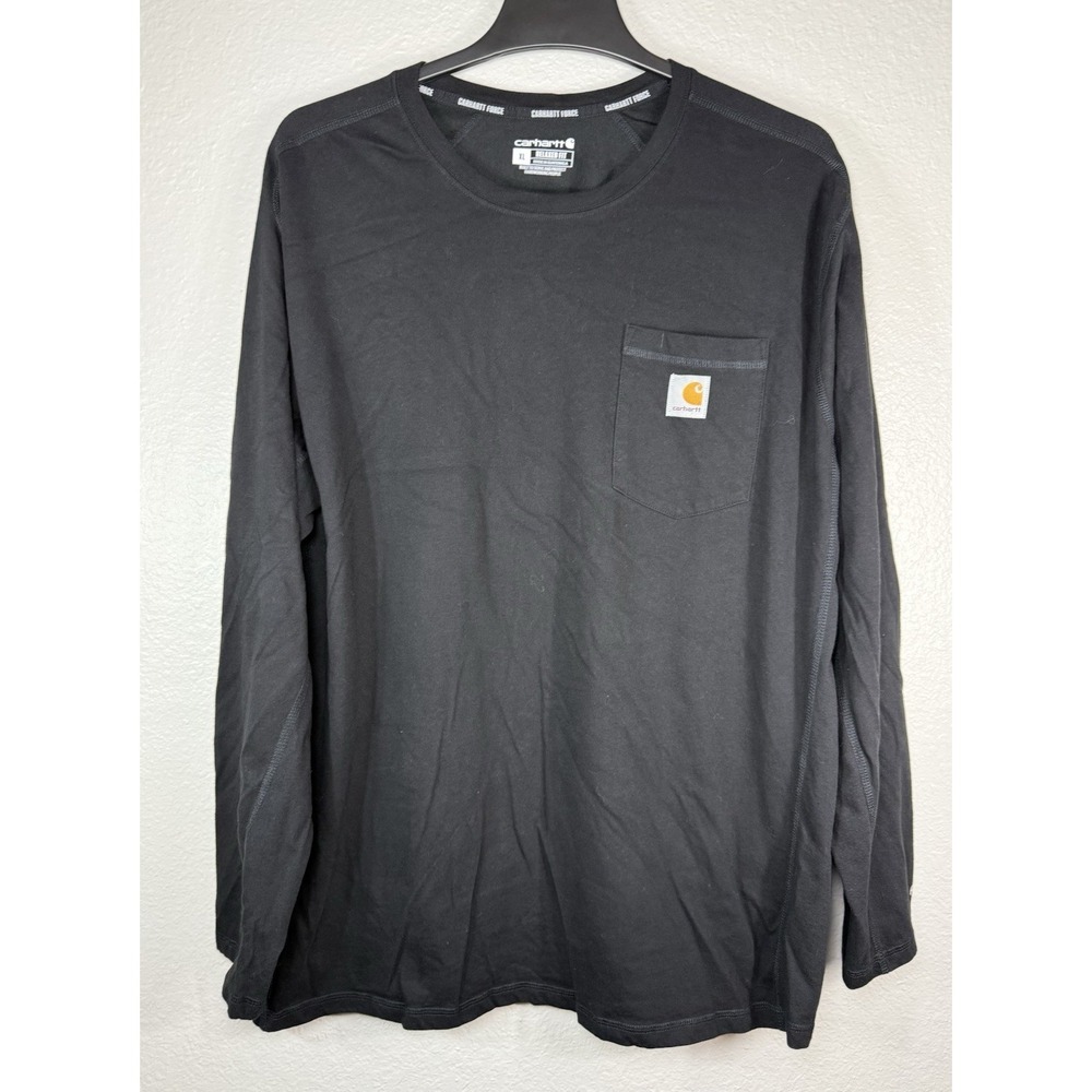 Carhartt Forge Men's Black Long Sleeve T-Shirt Relaxed Fit Size XL